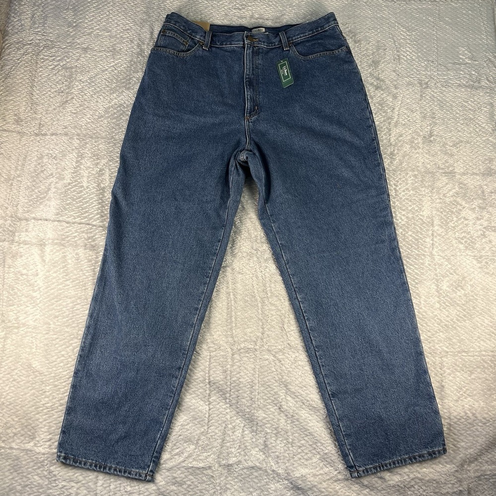 L.L.Bean Flannel Lined Jeans Women 20 MT Relaxed Winter Blue NWT